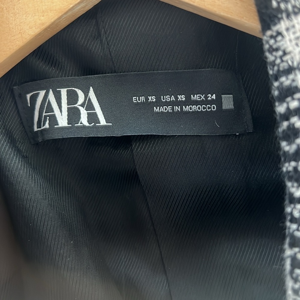 NWOT ZARA Plaid Double Breasted Textured Blazer size XS - Picture 8 of 9